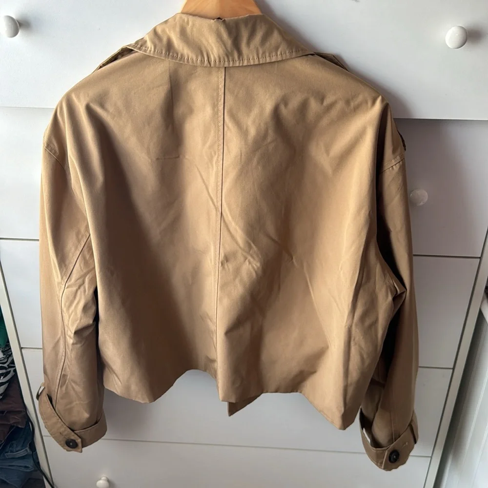 NWT ABERCROMBIE CROPPED TRENCH COAT - Picture 2 of 3